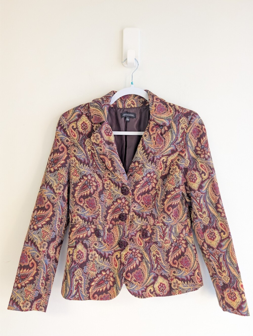 Vintage Paisley-Print Multicolor Tailored Blazer